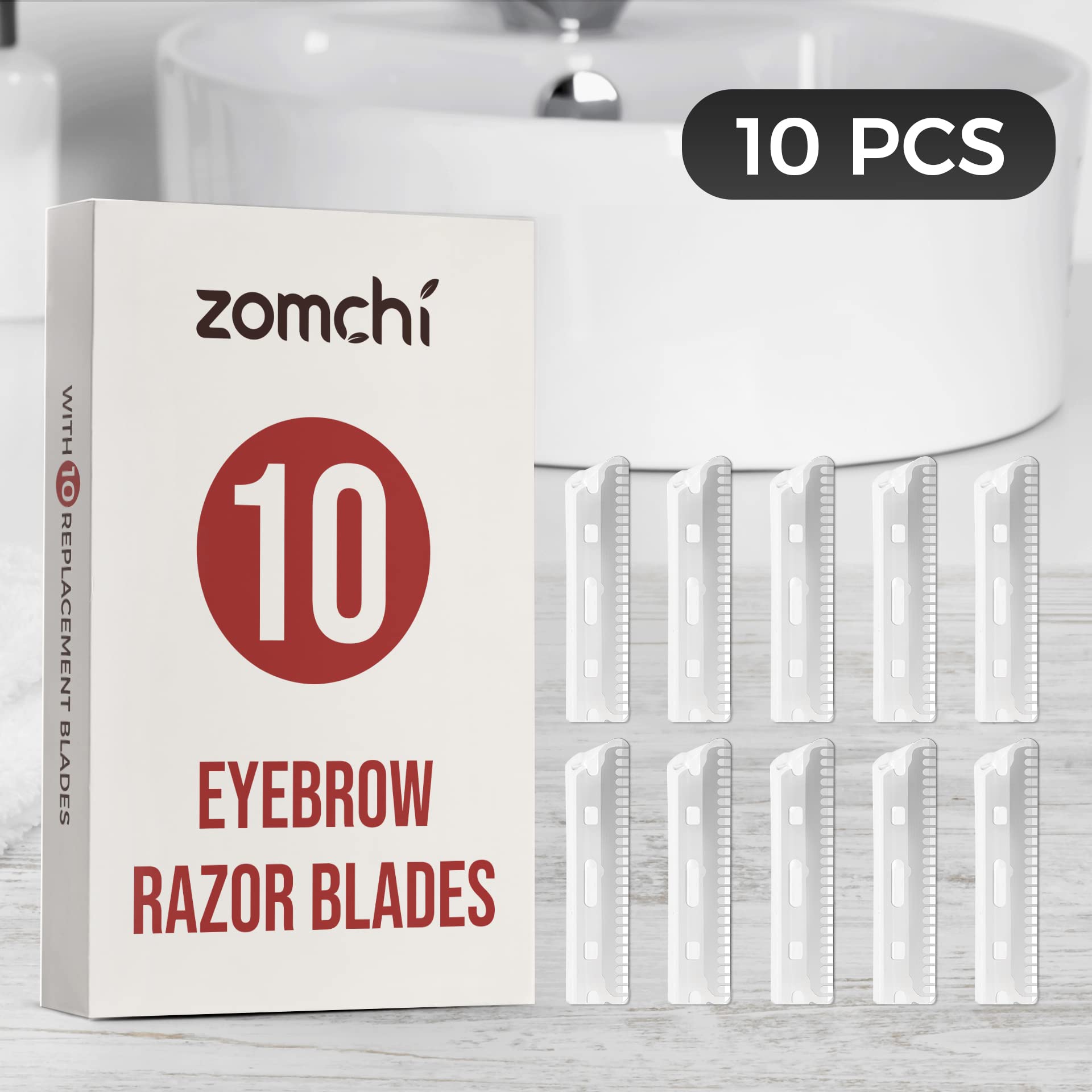 ZOMCHI Eyebrow Razor Blades, 10 Replacement Stainless Steel Refills