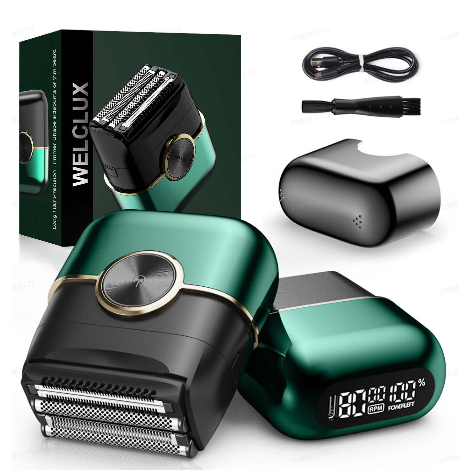Welclux Rechargeable Electric Razor for Men: Mini Foil Shavers for Men with 4 Floating Blades - Dual-Speed & LED Display, 120Min Runtime, IPX7 Waterproof Face Shaver, USB-C
