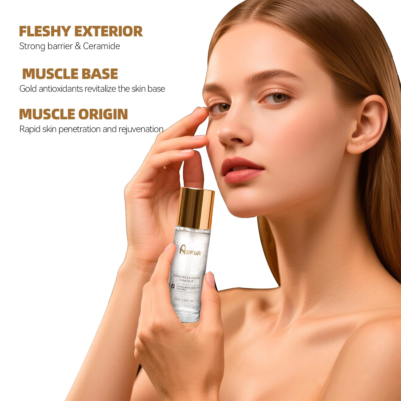 Aofur Lightbulb Glow Essence 3.52 Fl Oz (100ml) Moisturize And Care For Skin Glass Skin Elasticity for Aged Skin Serum for Face (100ml)