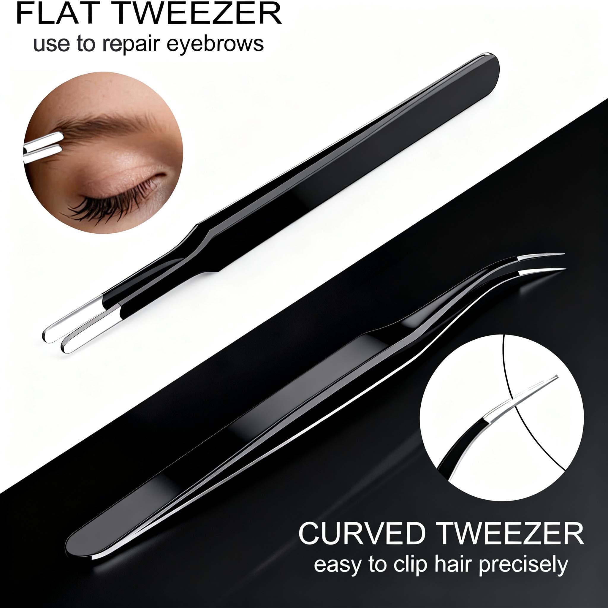 G.CATACC 4-Pack Precision Tweezers Set, Curved and Pointed Tweezer