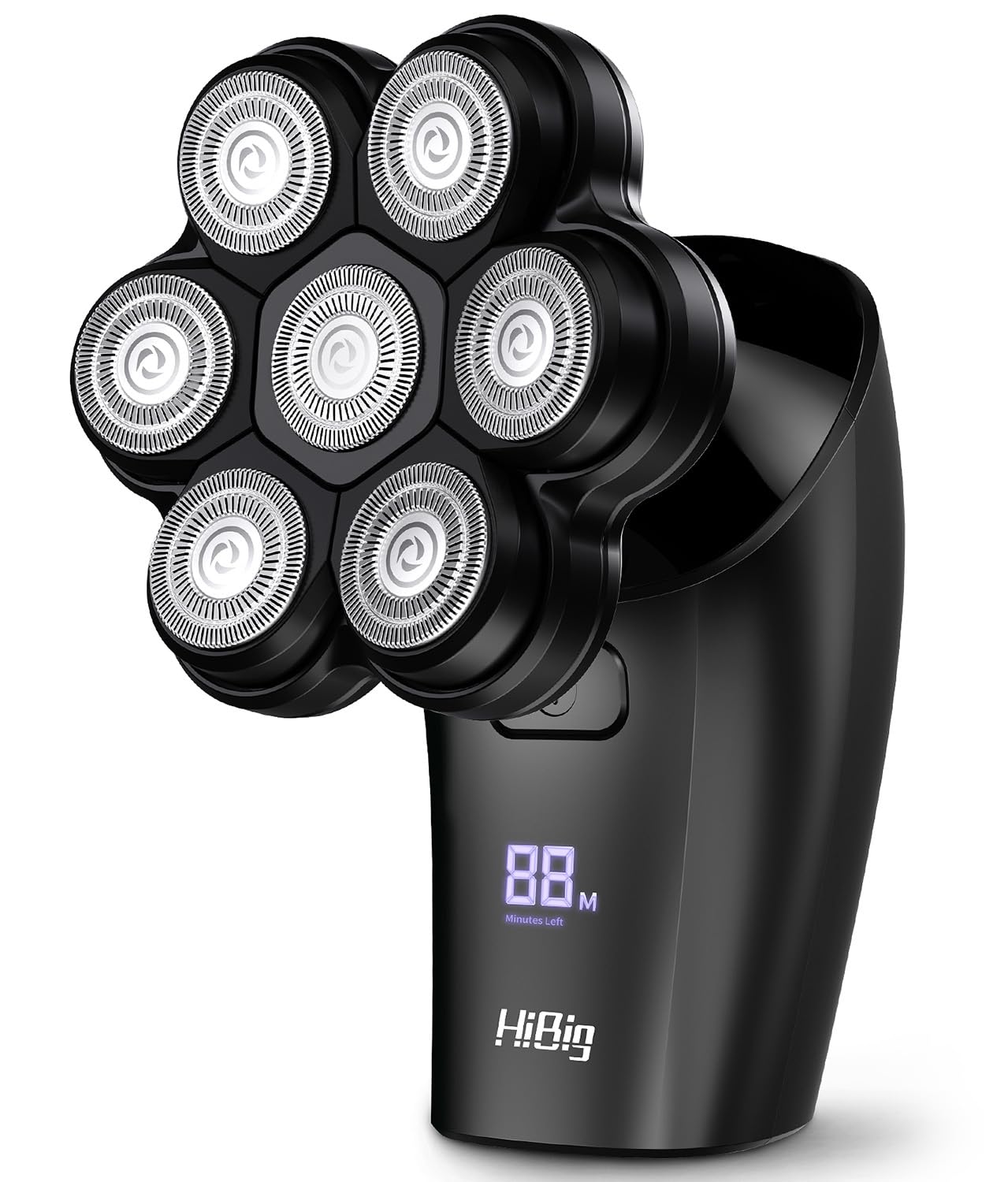 HiBig Head Shavers for Bald Men - 7D Arc Magnetic Detachable Electric Razor, Waterproof Wet Dry 5-in-1 Electric Shaving & Grooming Kit, LED Display Rechargeable Head & Body Hair Shaver, Dark Black