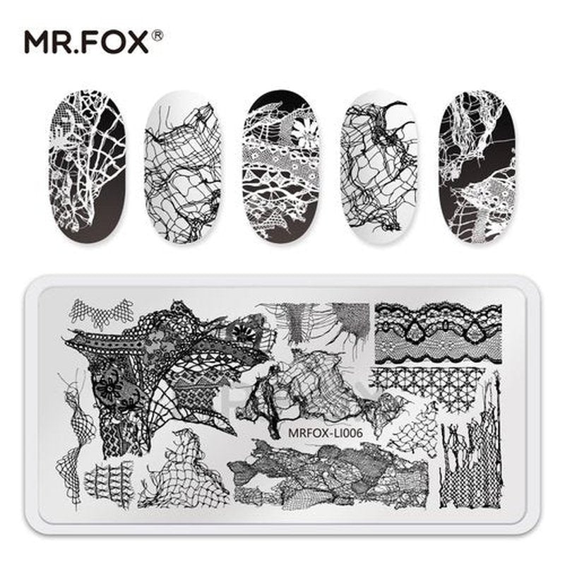 5 Pcs Nail Stencils Plates for Nail Art - Lace Butterfly & Distressed Design, Reusable Stainless Steel Nail Stamping Templates for Manicure