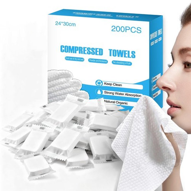 ANKEXIN 200 PCS Compressed Towels, Extra Thick Disposable Face Towel Tablets, Portable Bulk Compressed Coin Tissues for Home, Travel, Camping, Outdoor Sports