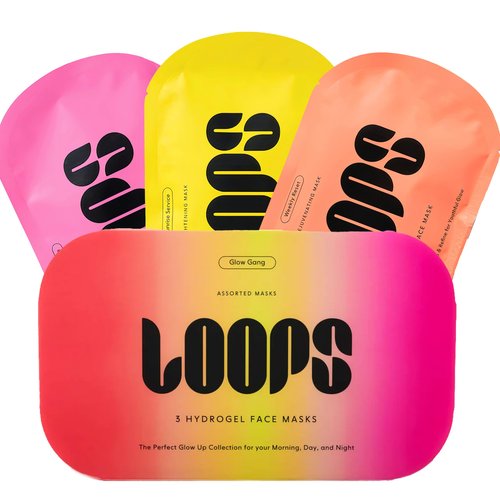 LOOPS Glow Gang Mask Set – Weekly Reset for Rejuvenation, Double Take for Energized Skin, Sunrise Service for – Hydrating and Pore Refining – Safe for Sensitive Skin - Hydrogel Face Masks - 3pc