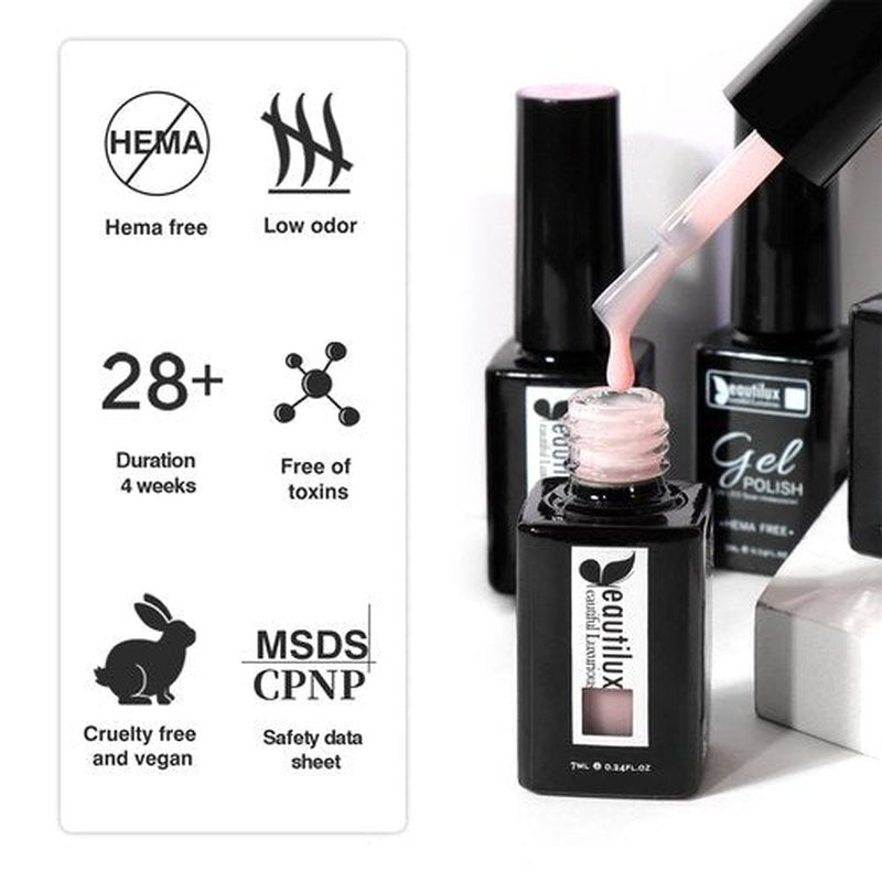 beautilux Builder Base Gel Nail Polish, 5 in 1 HEMA-FREE 6 Colors Builder Nail Gel for Nails Extension Nail Strengthener Soak Off UV Gel Polish, 6 Pcs*7ml