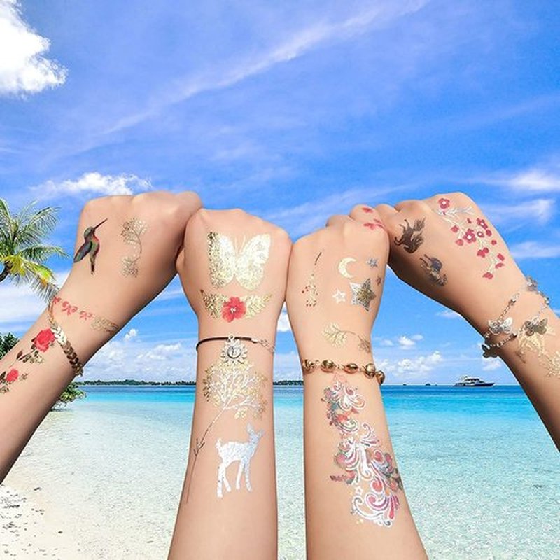 CUTELIILI Metallic Temporary Tattoo 260+ Gold Silver Fake Tattoos for Women,Flash Jewelry Gold Tattoos Waterproof and Long Lasting