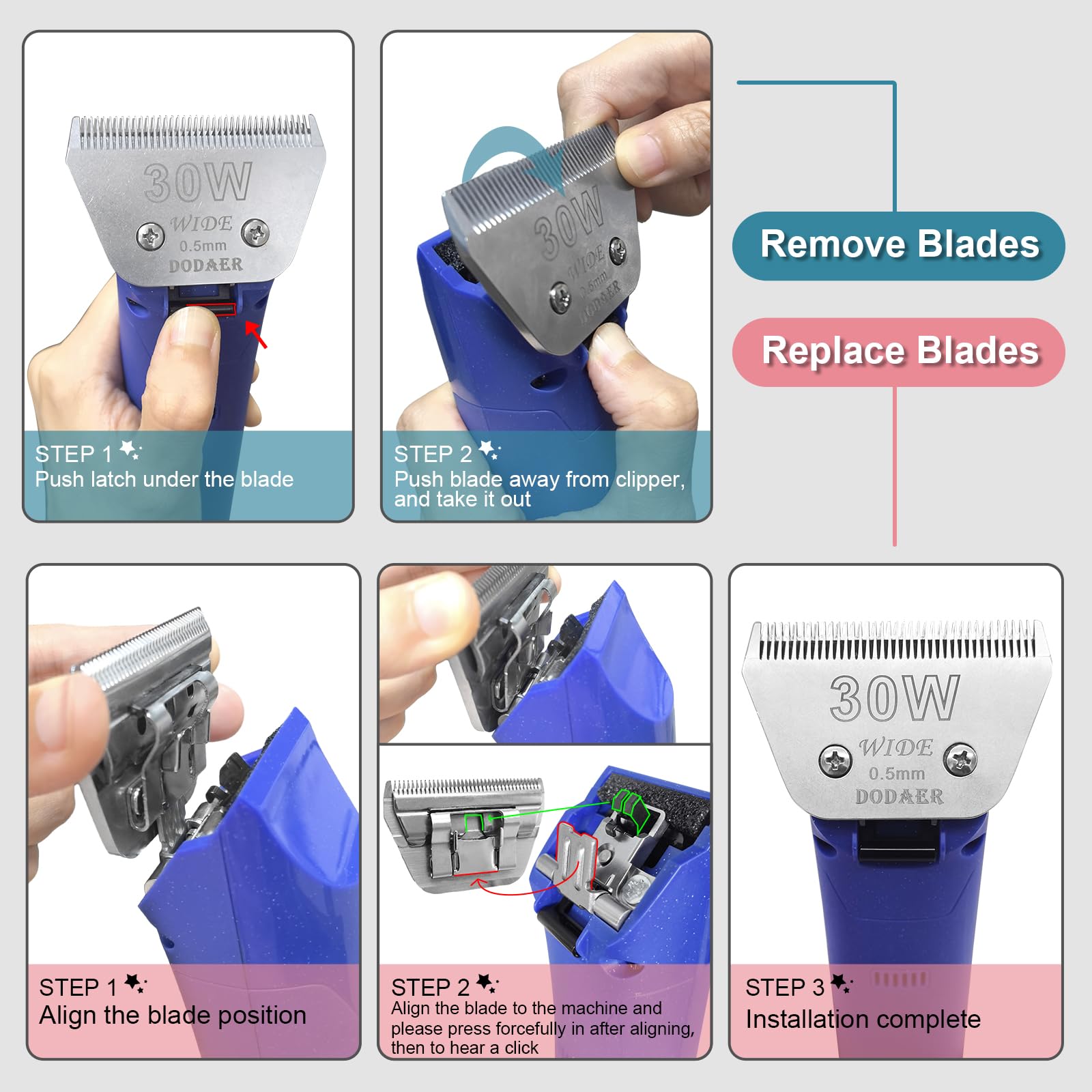 30W blades dog grooming Compatible with Andis,Oster A5,Wahl km10 Clippers