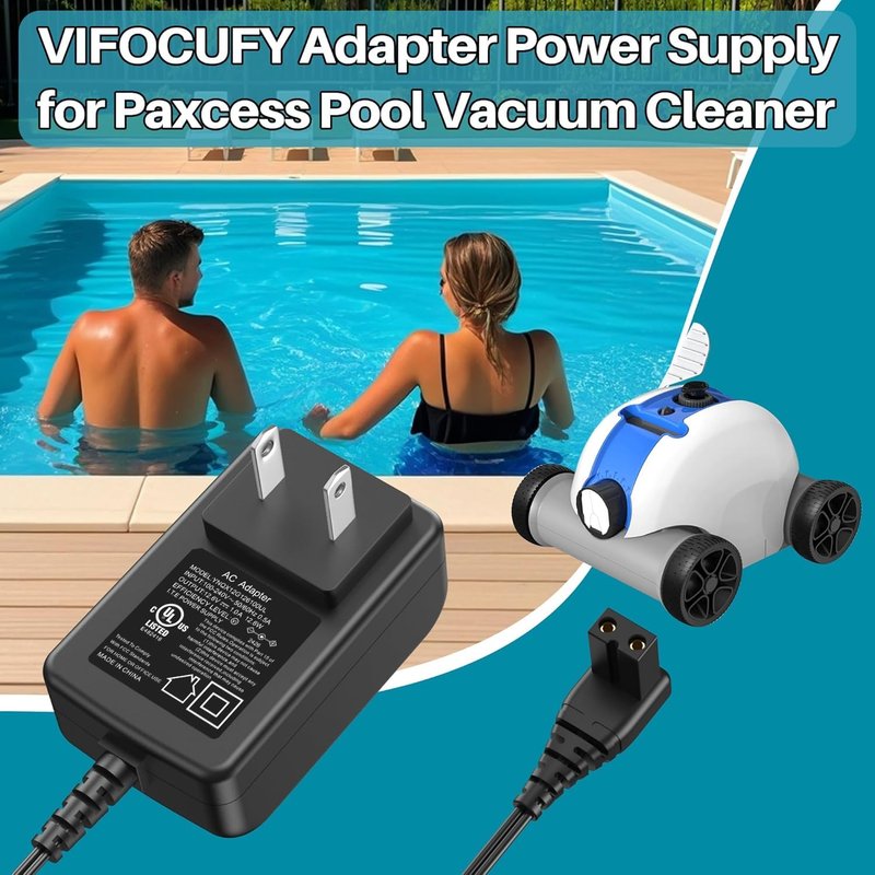 VIFOCUFY 12.6V AC Adapter Charger for Paxcess HJ1103J HJ1103 Automatic Robotic Pool Vacuum Cleaner, Power Adapter Charger Power Supply Cord with UL Listed