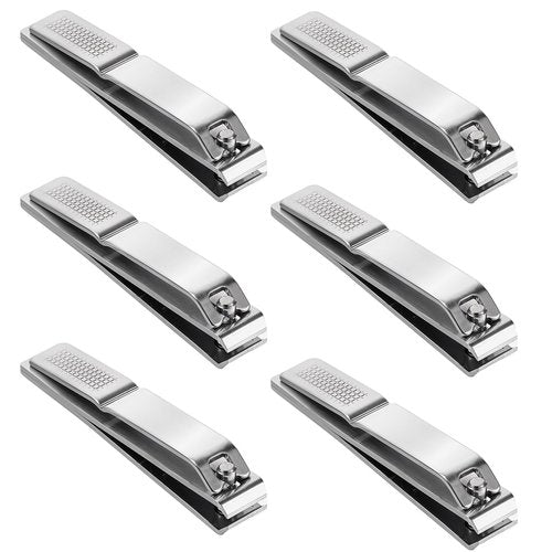 6 Pieces Straight Nail Clippers for Thick Nails Edge Toenails Clippers Stainless Steel Nails Cutters Heavy Duty Fingernail Clipper for Men Women