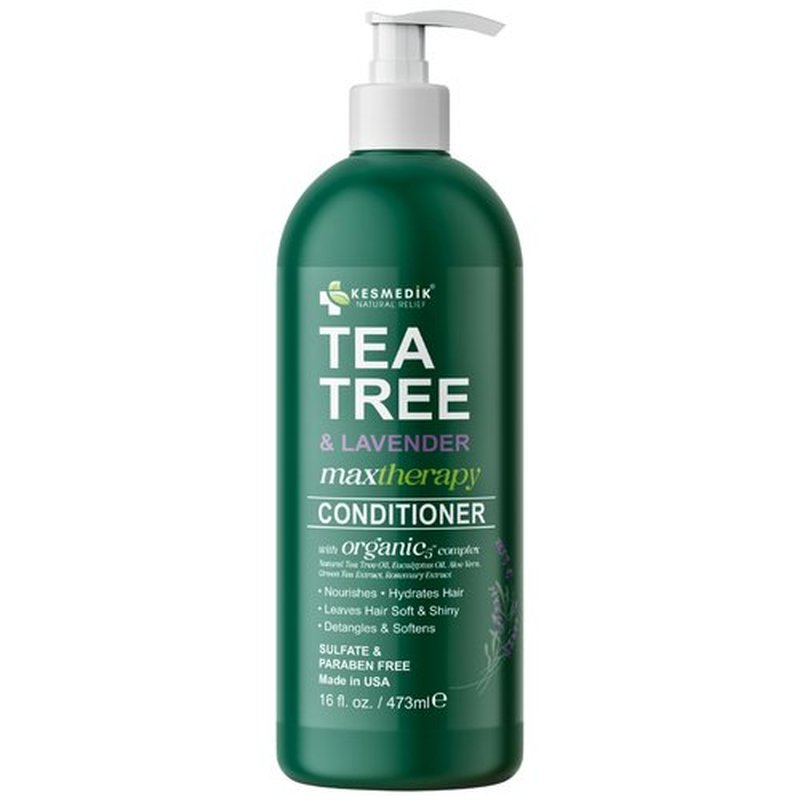 KESMEDIK Tea Tree Lavender Mint Conditioner, Moisturizing Conditioner for Coarse & Dry Damaged Hair, Hydrates & Soothes Itchy Dry Scalp, Detangles & Controls Frizz, 16 fl oz
