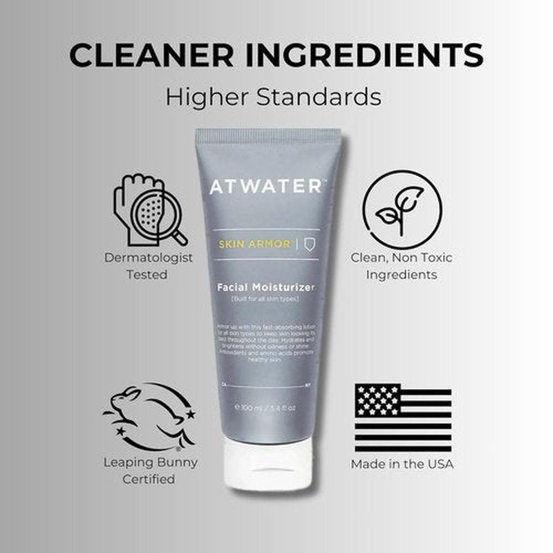 ATWATER Skin Armor Men's Face Moisturizer - Hydrating Anti-Aging Formula with Niacinamide & Licorice Root | 3.4 oz