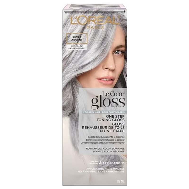 L’Oreal Paris Le Color Gloss - One Step In-Shower Toning Hair Gloss, Neutralizes Brass & Boosts Shine, Silver, 4 Oz