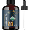 Organic Moringa Oil for Hair and Skin - Cold Pressed Virgin Unrefined Natural Pure USDA Organic Hair Oil for Dry Damaged Hair and Ultra Hydrating Face Oil - Carrier Oil for Essential Oils (2 Pack)