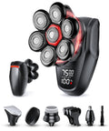 MALEGEBAZ Head shavers for Bald Men 5-in-1 Men's Grooming Kit, 7D Rotary Electric Head Shaver, IPX8 Waterproof Wet/Dry Father's Day High-Gloss Black