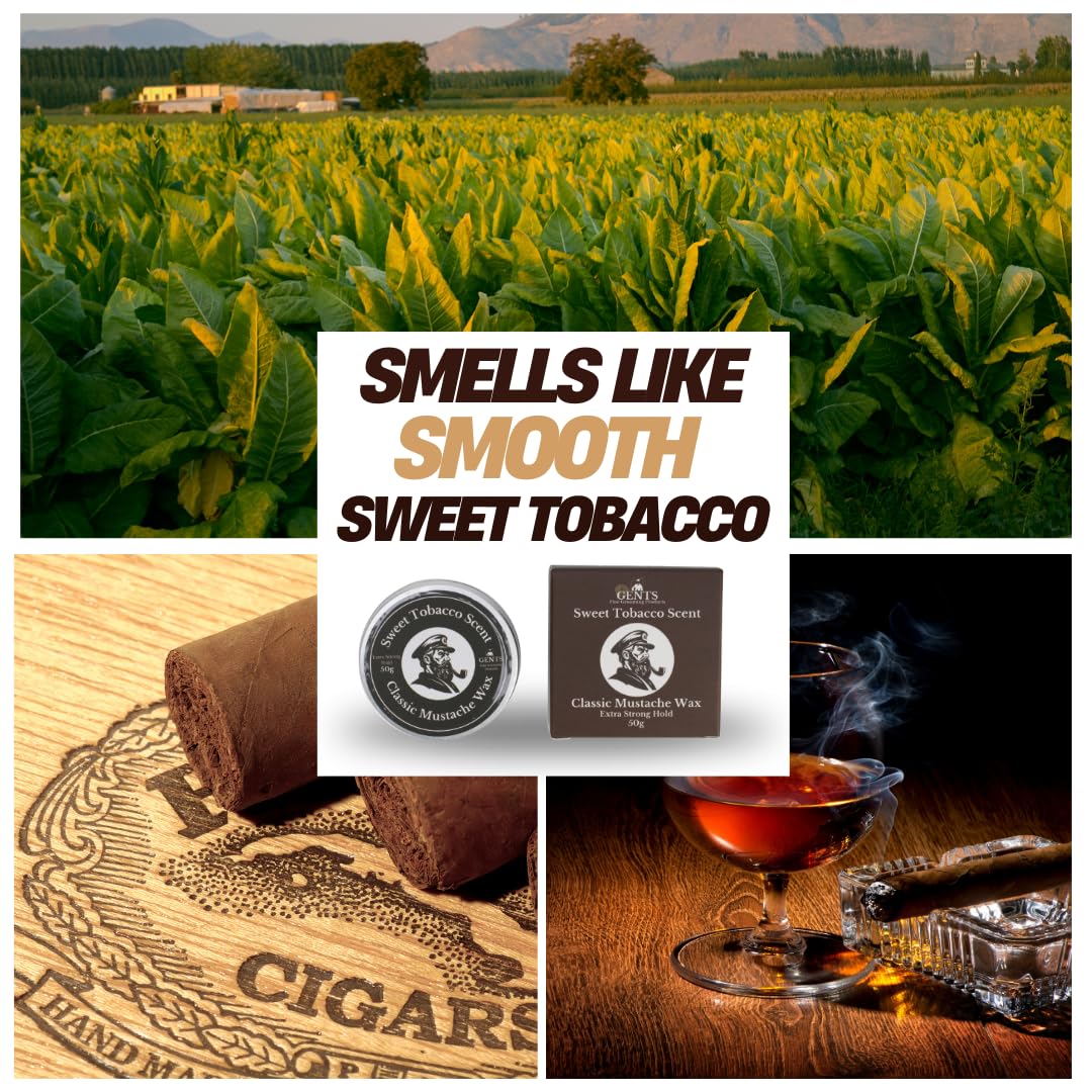 G.B.S Strong Hold Sweet Tobacco Mustache Wax, Easy Application, Restyleable, long lasting hold with Styling Comb (1.7 oz) (3 Pack, Sweet Tobacco)