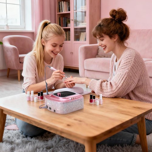 2-in-1 Rechargeable Cordless UV LED Nail Lamp & Electric Nail Drill Kit with Auto Sensor, LCD Display,45000 RPM Professional Gel Nail Dryer Machine for Home Salon Use & Training Nail Art Practice