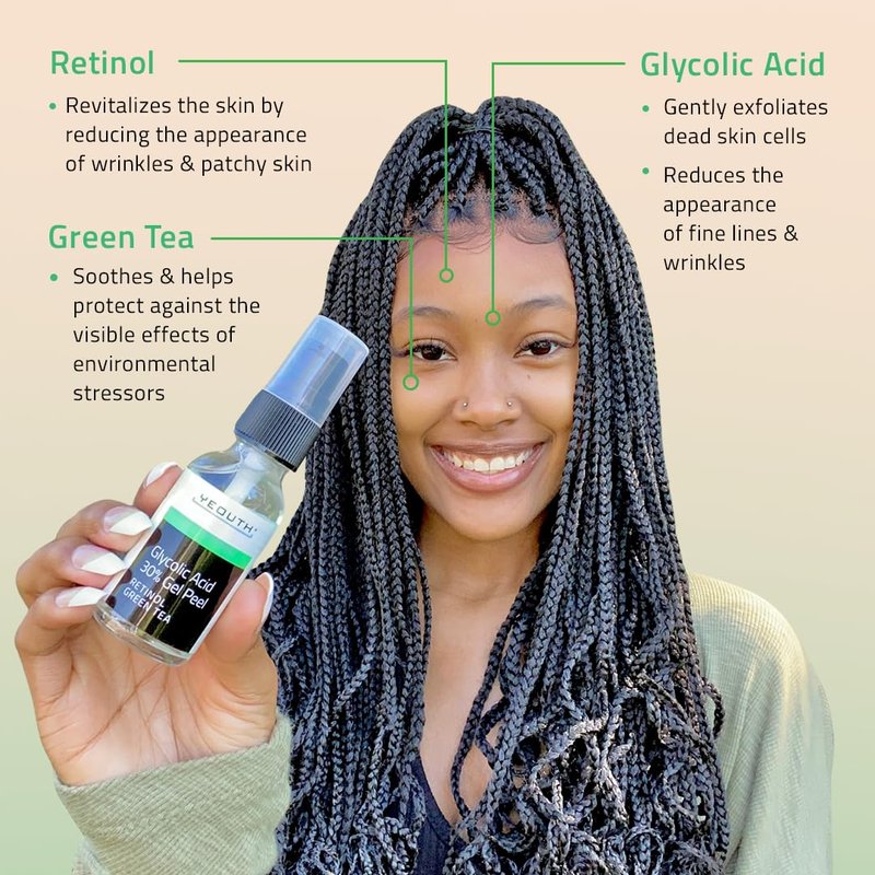 YEOUTH Glycolic Acid Peel - At-Home Chemical Exfoliator with 30% AHA & Retinol | 1oz for Smooth Skin