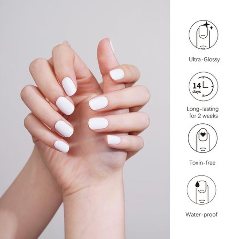 DANNI & TONI Semi Cured Gel Nail Strips (Pure White) Solid White Gel Nail Wraps 28 Stickers
