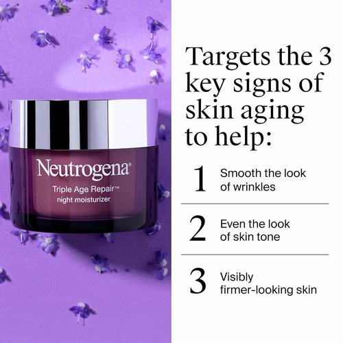 Neutrogena Triple Age Repair Night Face Moisturizer - Anti-Wrinkle Cream with Hexinol & Vitamin C, 1.7 oz
