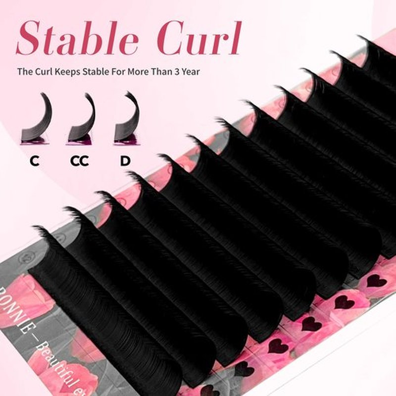 ABONNIE Easy Fan Lash Extensions, Rapid Blooming Volume lash Extensions, D Curl Cashmere Fan Lash Extensions, 0.07 Thickness 14mm Length Self Fanning Volume Lashes Extension (D-0.07,14mm)