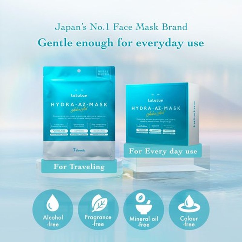 Lululun Skin Care Face Mask for Acne Prone Skin, Organic Face Mask for Women & Men, Sensitive Skin Face Mask Skincare & Sheet Mask from Japanese Skincare 28EA Hydra-AZ