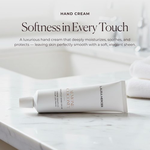 Laura Mercier Soufflé Hand Cream, 24HR Hydration, Nourishes and Repairs, Instantly Moisturizes and Improves Skin Texture, Infused with Shea, Mango, and Cocoa Butters, Almond Coconut