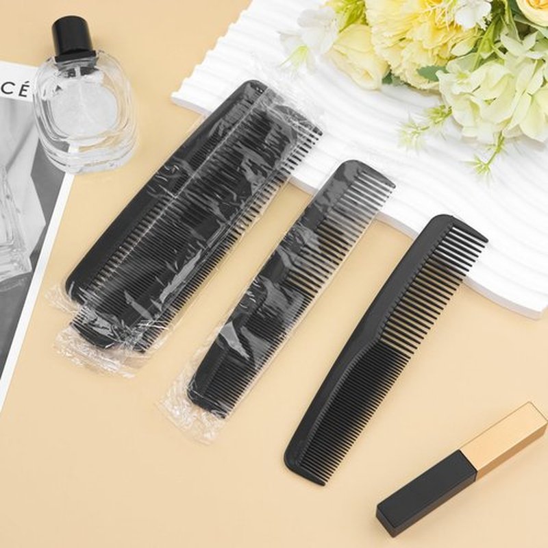 30 Pack Disposable Hair Combs in Bulk - 6.9 Inch, Individually Wrapped, with Wide and Fine Teeth for Detangling Wet & Dry Hair for Women, Men, Travel, Hotel, Barber, Donation Supplies (Black)