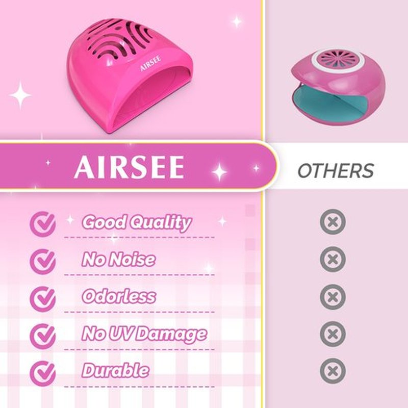 AIRSEE Kids Nail Dryer, Portable Nail Dryer, Mini Nail Fan for Regular Nail Polish - Birthday, Christmas, Party Gift for Grils, Battery Operated, DIY nail art, No Harmful, Two stickers included (Pink)