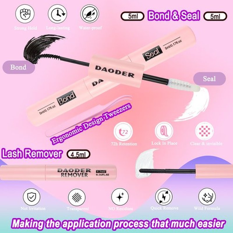 DAODER Wispy Lash Extension Kit 640Pcs Cluster Lashes Natural Look, Short Lash Clusters Kit 9-13mm 30D 40D 50D 60D D Curl Individual Lashes Kit with Lash Bond Seal Remover(30D+40D+50D+60D Kit 9-13mm)