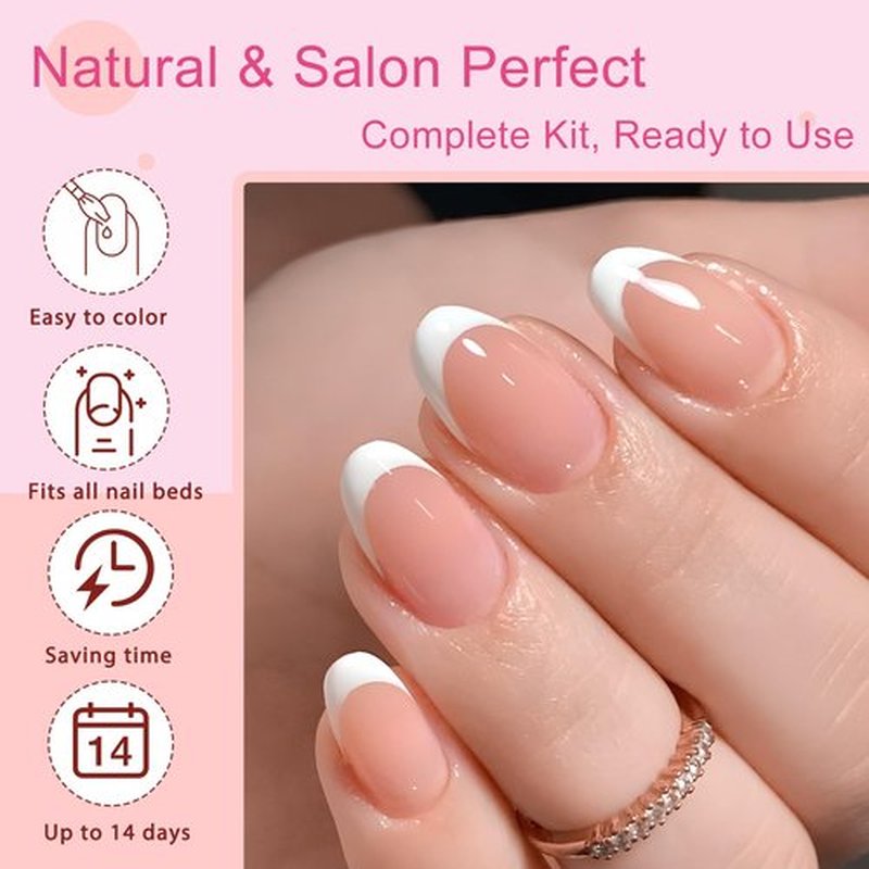 AddFavor 240pcs French Tip Press on Nails Short Oval Fake Nails, White French Tip Nails Press ons Acrylic Press on Nail Almond False Nail Tips for Women