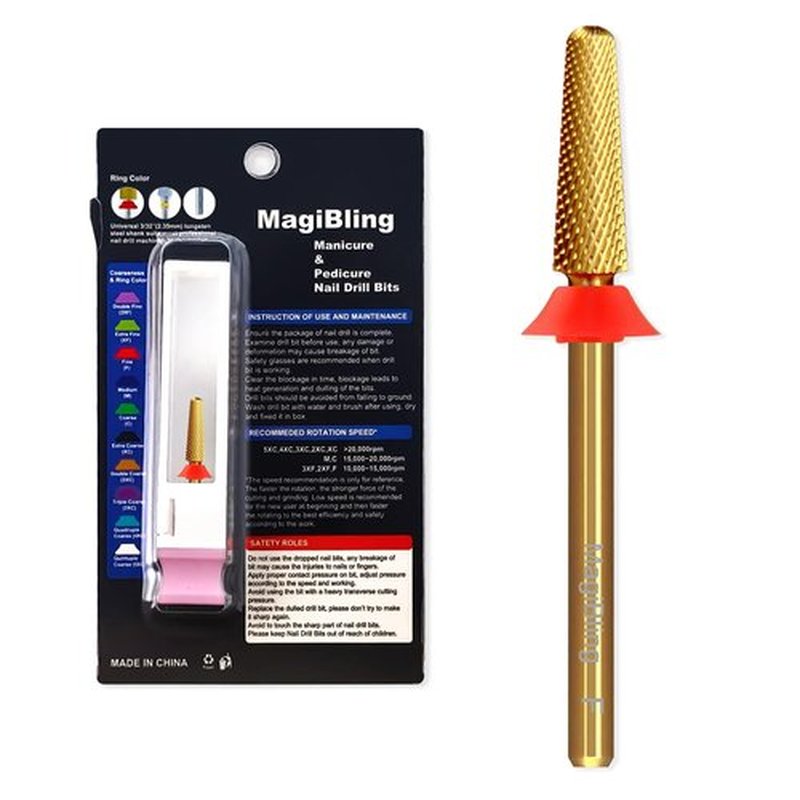Small Cone Tapered Nail Drill Bit, 3/32’’ Tungsten Carbide Bit for False Nail/Press-On Nails Application, Soft/Hard Gel Removal Cuticle Trimming, Two-Way Rotation, Manicure Pedicure Tools, Fine