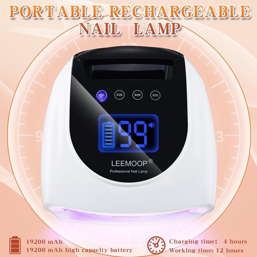 Rechargeable UV LED Nail Lamp, 96W Cordless UV Light for Nails with Handle, Professional Curing Lamp for Gel Nails with 42 Beads, 4 Timer Setting Nail Light and LED Touch Screen Gel Polish Nail Dryer