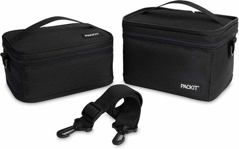 PackIt MOD 3-IN-1 Lunch Box - Insulated & Freezable with EcoFreeze Technology | Black, Versatile Design for Fresh Office Lunches