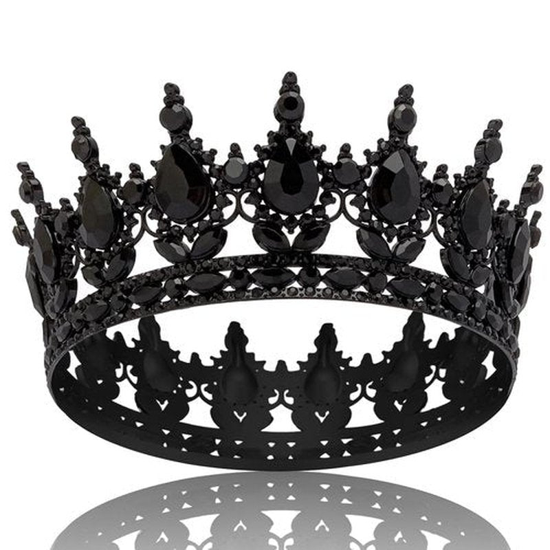 COCIDE Black Crowns for Women Gothic Tiaras for Women Emo Crown Dark Queen Princess Tiara Crystal Rhinestones Halloween Birthday Party Hair Accessories