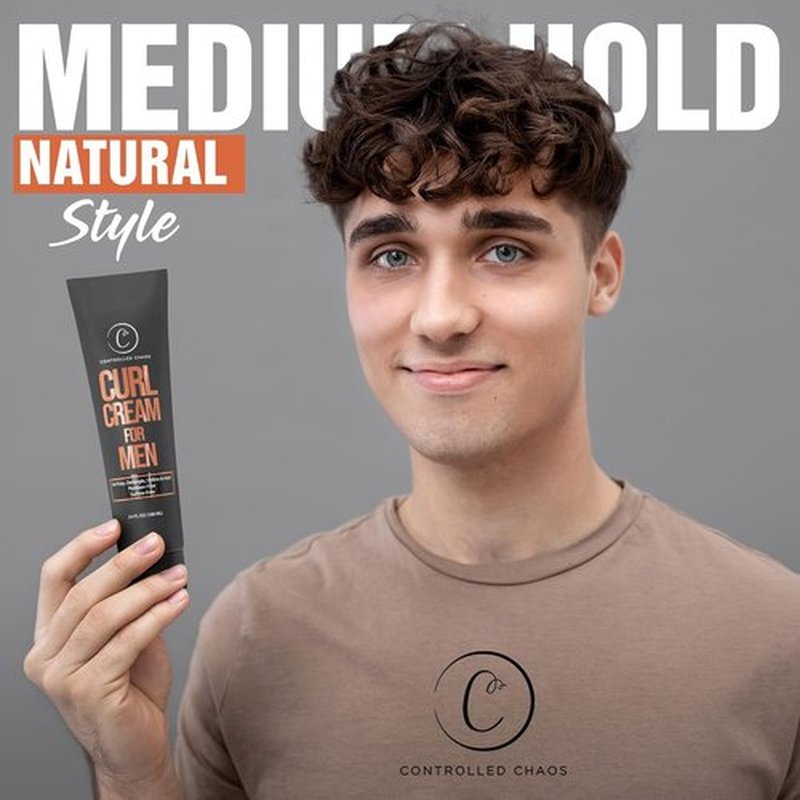 Controlled Chaos Curl Cream for Men - Sulfate-Free Hair Styling Cream for Wavy & Curly Hair (3.4oz)