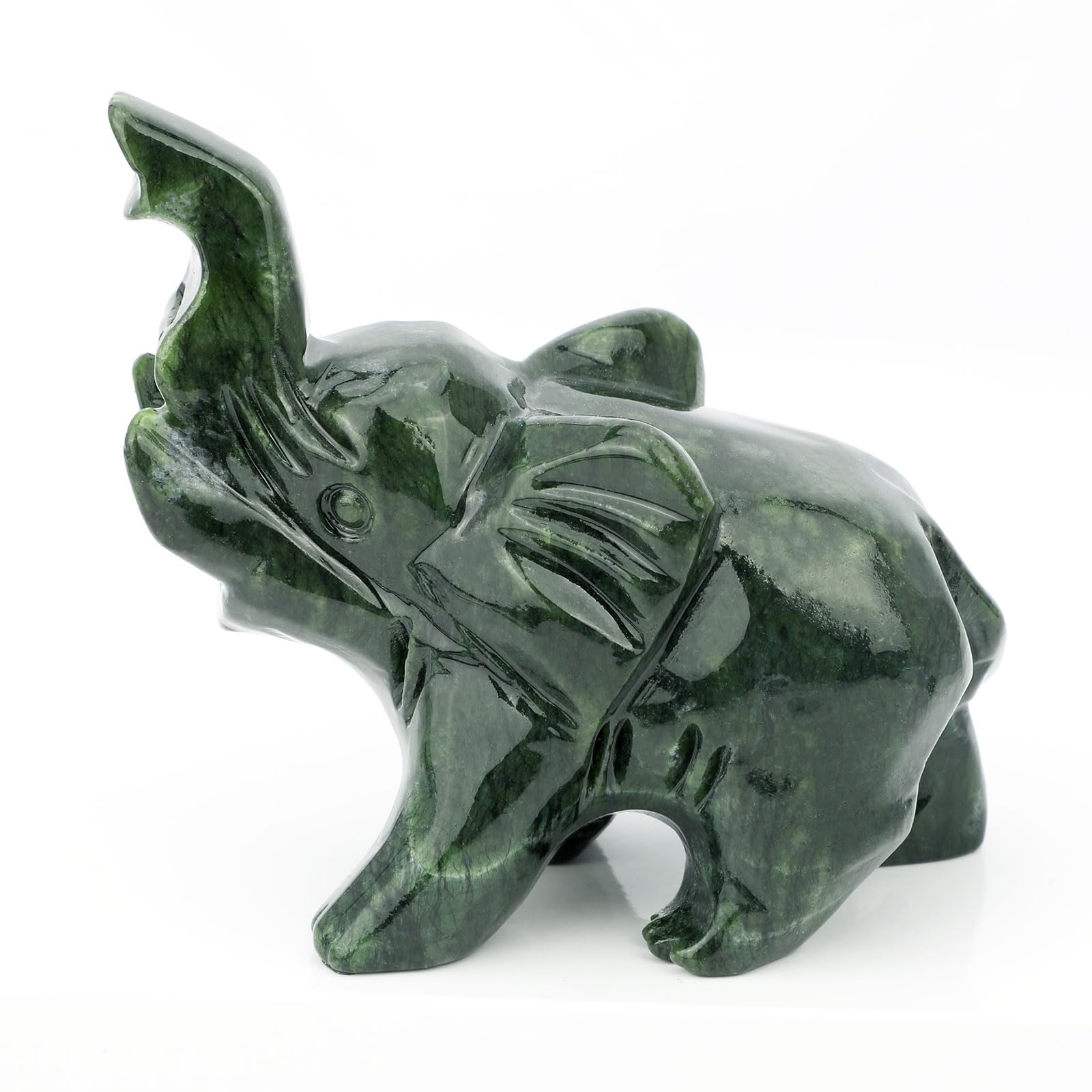 gemshan Jade Green Elephant Statues - Feng Shui Figurine Bring Wealth Lucky for Desk Decor Gift