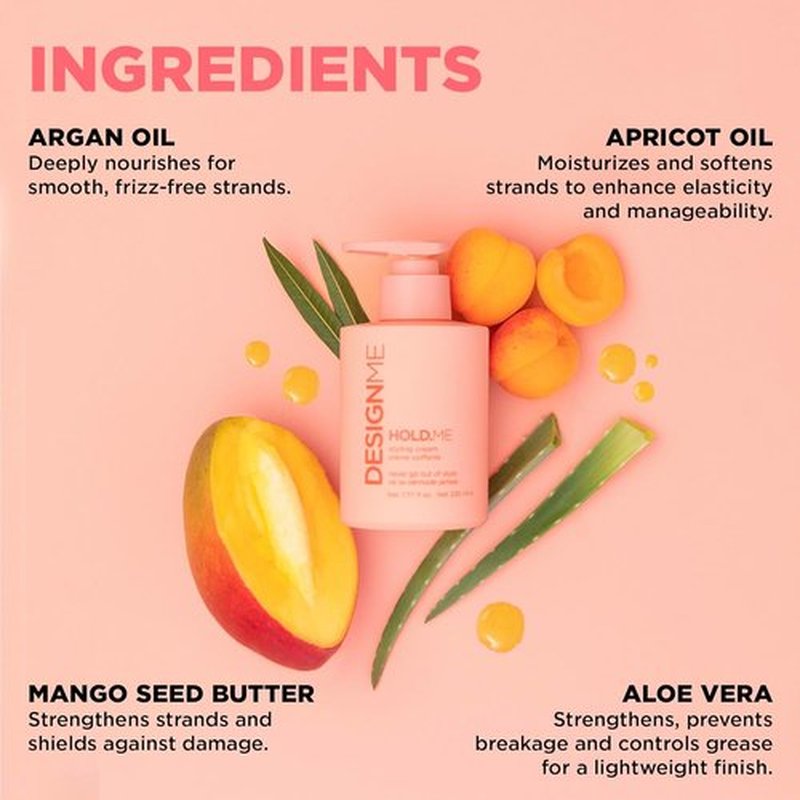 Design.Me HOLD.ME Styling Cream - Smoothing Hair Cream for Sleek Blowouts | Hydrating, Frizz Control & Shine | Soft Hold for All Hair Types
