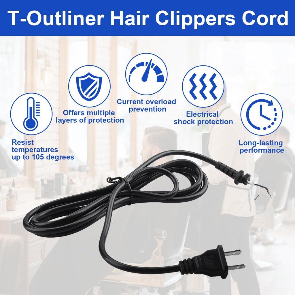 04624 Hair Clippers Cord Replacement for Andis T-Outliner/Outliner II Trimmers,Power Wire for Hair Trimmer GO,GTO Models,04603,04710,2 Wire Plug