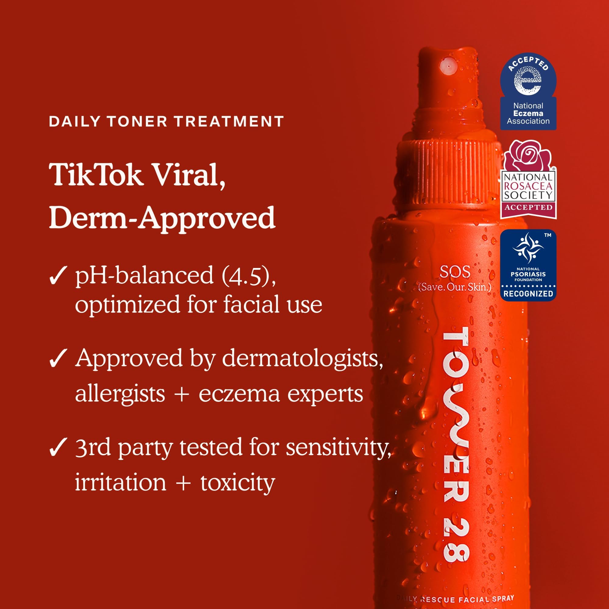 Tower 28 Jumbo SOS Daily Rescue Facial Spray - Hypochlorous Acid Spray to Help Reduce Redness, Calm Irritation + Alleviate Flare-Ups - Soothing + Purifying Face Toner - Everyday Skin Care Mist (16 oz)