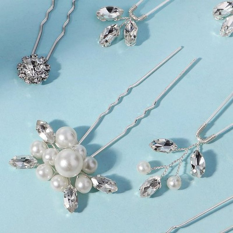 12 Pieces Wedding Hair Pins Bridal Headpiece Pearl Hair Styling Pins Silver Hairpieces Accessories for Brides Bridesmaids