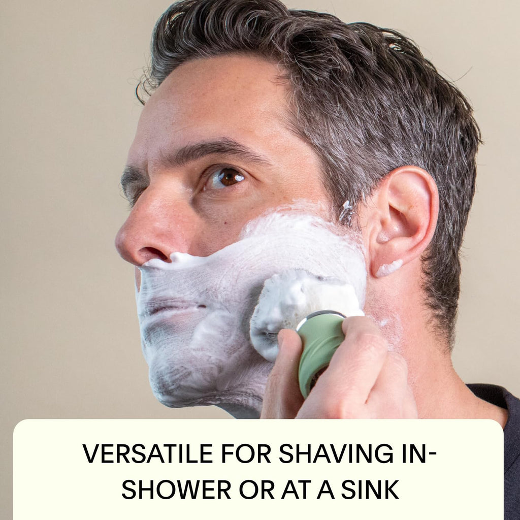 Leaf Shave Grooming Brush - Metal & Silicone Handle, Black