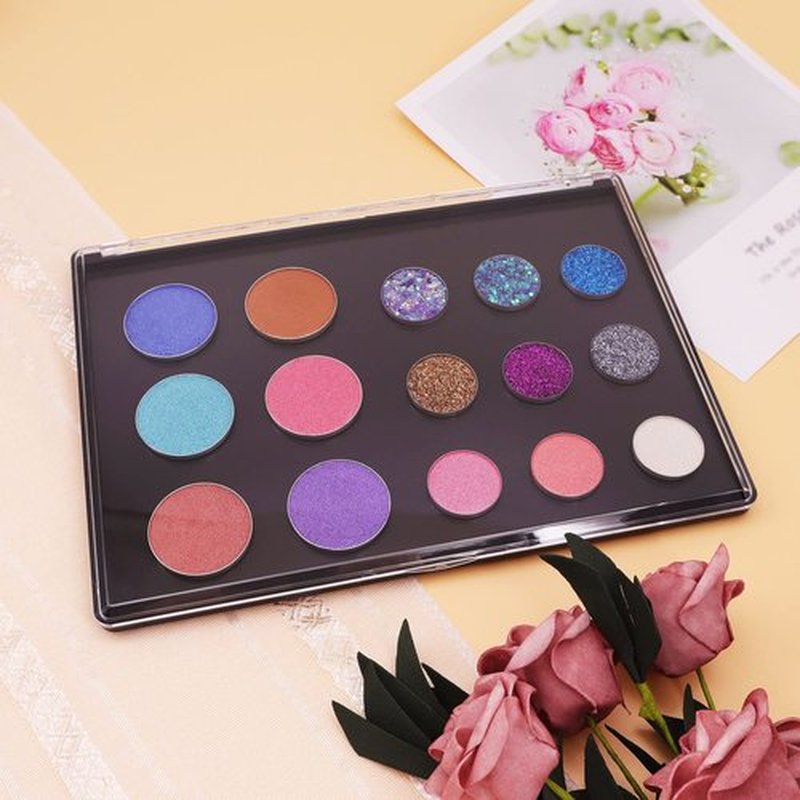 Snowso XL Large Empty Magnetic Eyeshadow Palette with Clear Top, Travel Makeup Organizer with 40Pcs Adhesive Metal Stickers For DIY Your Own Powder Palette (XL Large - 9.25'x6.57')