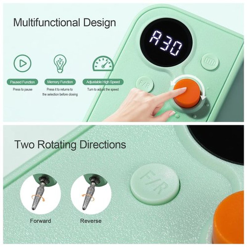 Professional Portable Nail Drill Kit Rechargeable Nail Machine Electric Cordless E-File Nail Drill Set with 7 Nail Bits, Manicure Pedicure Tool