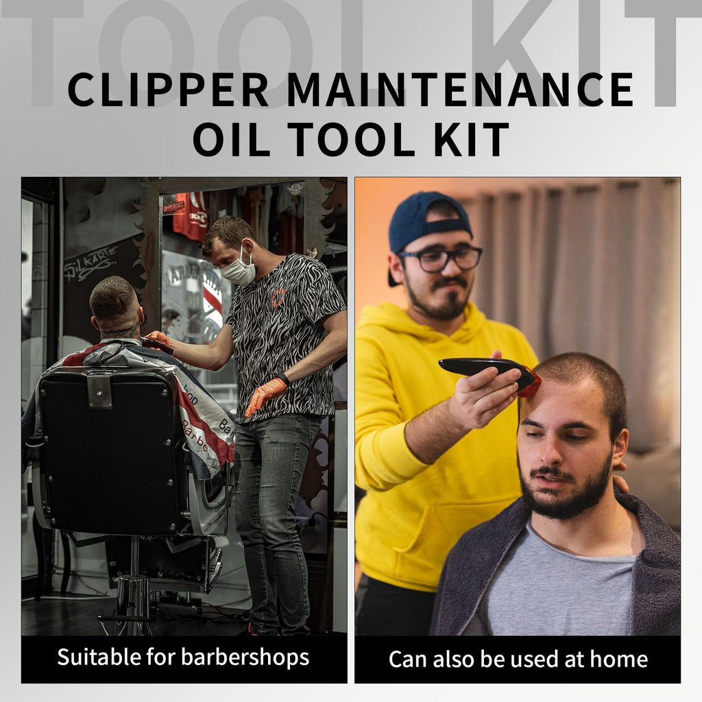 2PCS Premium Hair Clipper Blade Lubricating Oil for Clippers, with Oil Dip Box and Barber Clipper Brush