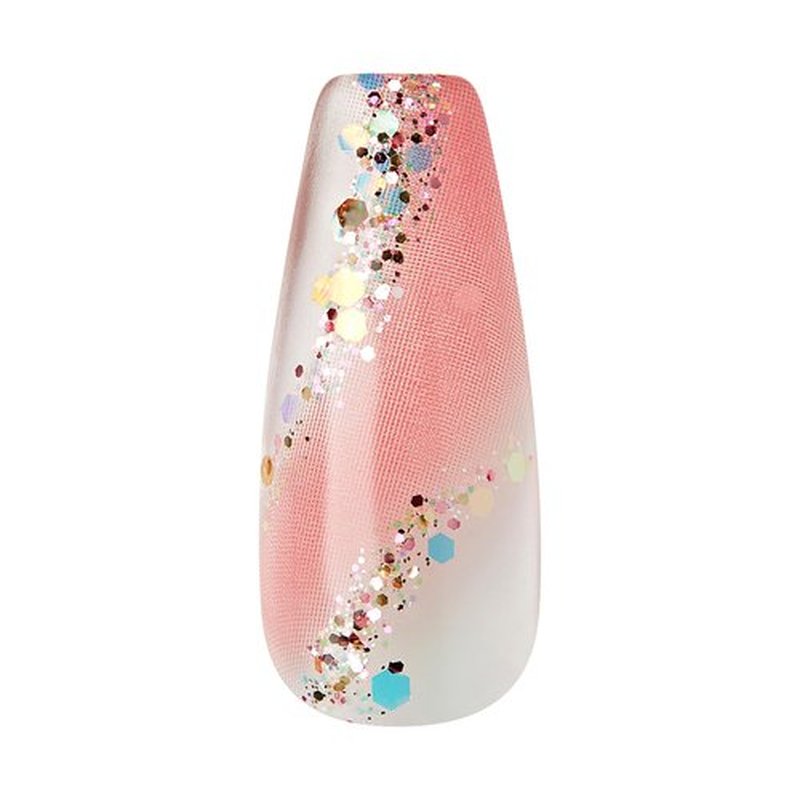 KISS Jelly Fantasy Press On Nails, Nail glue included, 'Jelly Cat', Multicolor, Long Size, Coffin Shape, Includes 28 Nails, 2g glue, 1 Manicure Stick, 1 Mini File (Pack of 2)