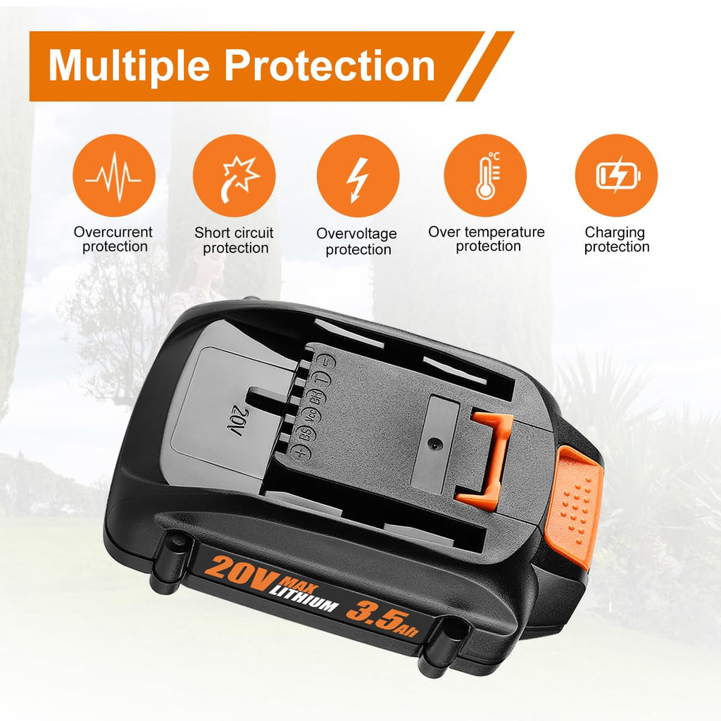 Ahomtikk 2 Pack 3.5Ah 20V Tool Battery Replacment for Worx Battery 20V Power Share WA3525 WA3520 WA3575 Replacs Worx 20 Volt Batteries for WG155s WG251s WG890 WG891