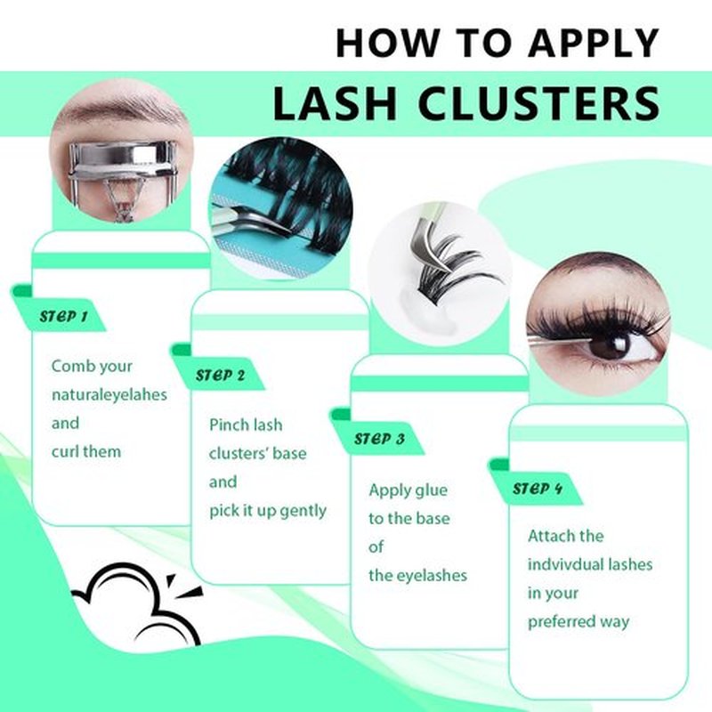 Bodermincer Black Cluster Lashes 240pcs 20D/40D DIY Eyelash Extension D Curl Long Individual Lashes Mixed Tray Faux Mink Lash Clusters Extensions 8-22mm (20D-11mm)