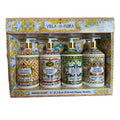 Villa Flora Hand Soap Collection 16 FL/473ml Bottles infused with Essential Oils (SET OF 4) Sea Salt Verbena, Coconut Citrus, Orchid Vanilla, and White Jasmine