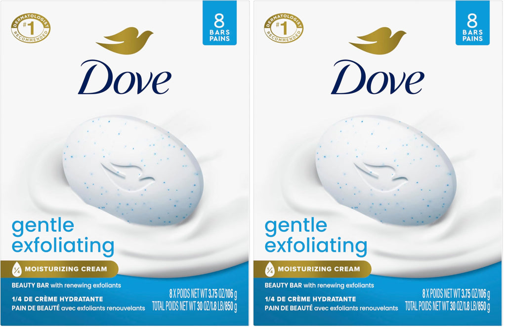 Dove Beauty Bar Soap Gentle Exfoliating,for Soft,Smooth Skin,Gently Renews Skin 3.75 oz,(Pack of 16)