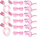 MTLEE 24 Pcs Valentines Heart Head Boppers Headbands and Heart Shape Sunglasses Valentines Party Supplies Wedding Photo Prop (Pink)